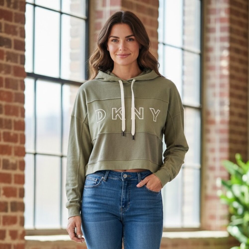 DKNY Olive Cropped Hoodie for Women